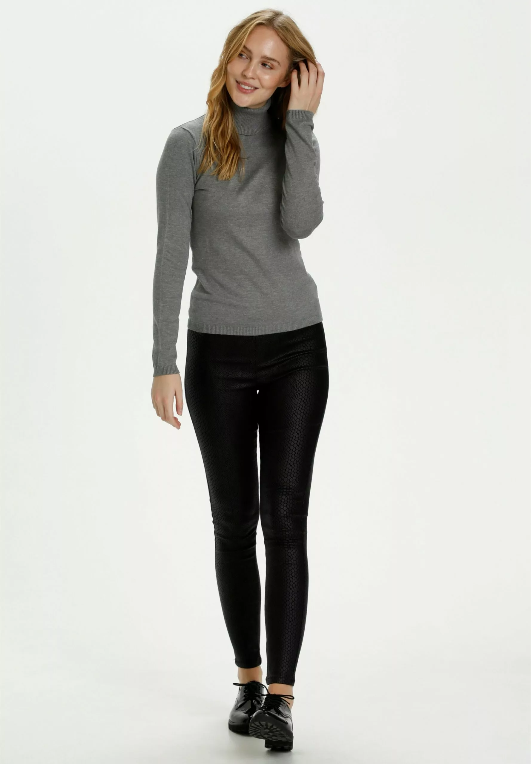 Culture Annemarie Roll Neck - Trui - Mid Grey Melange - Afbeelding 2