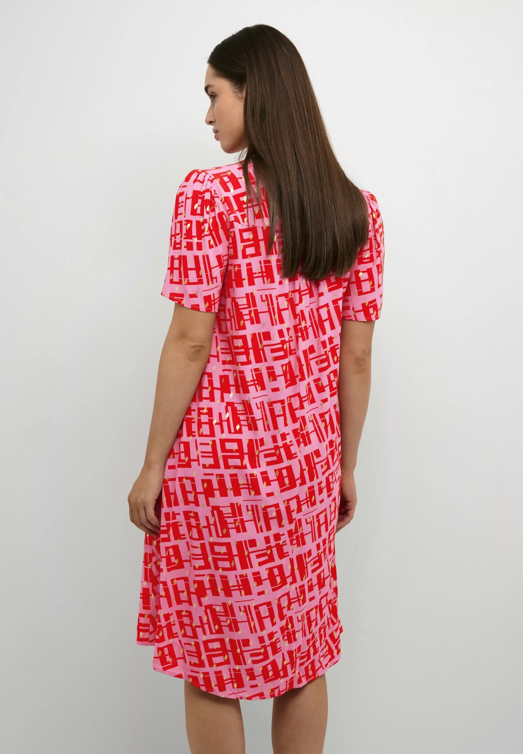 Culture Cuteresa- Jurk - Fuchsia Pink W Foil - Afbeelding 3