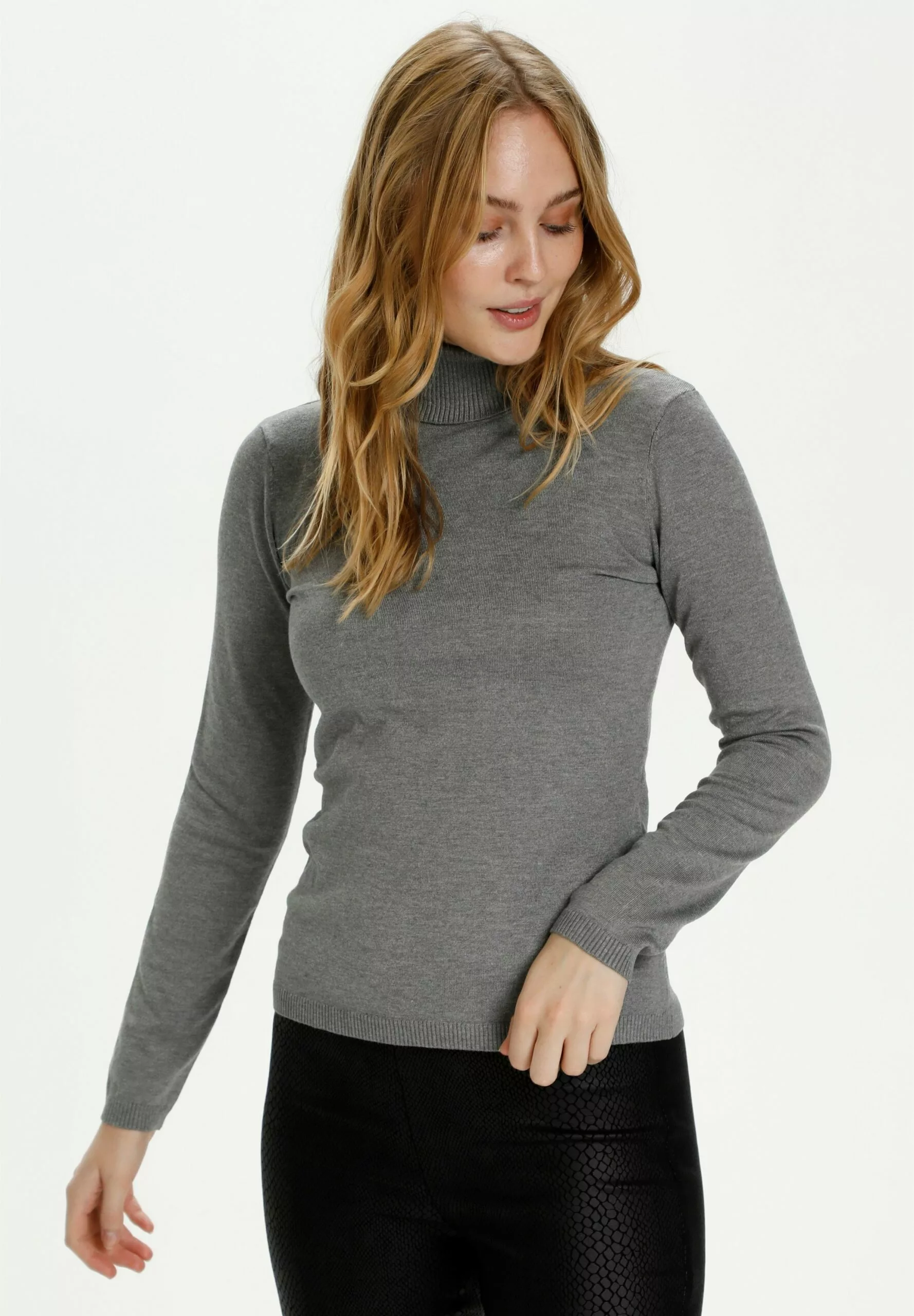 Culture Annemarie Roll Neck - Trui - Mid Grey Melange