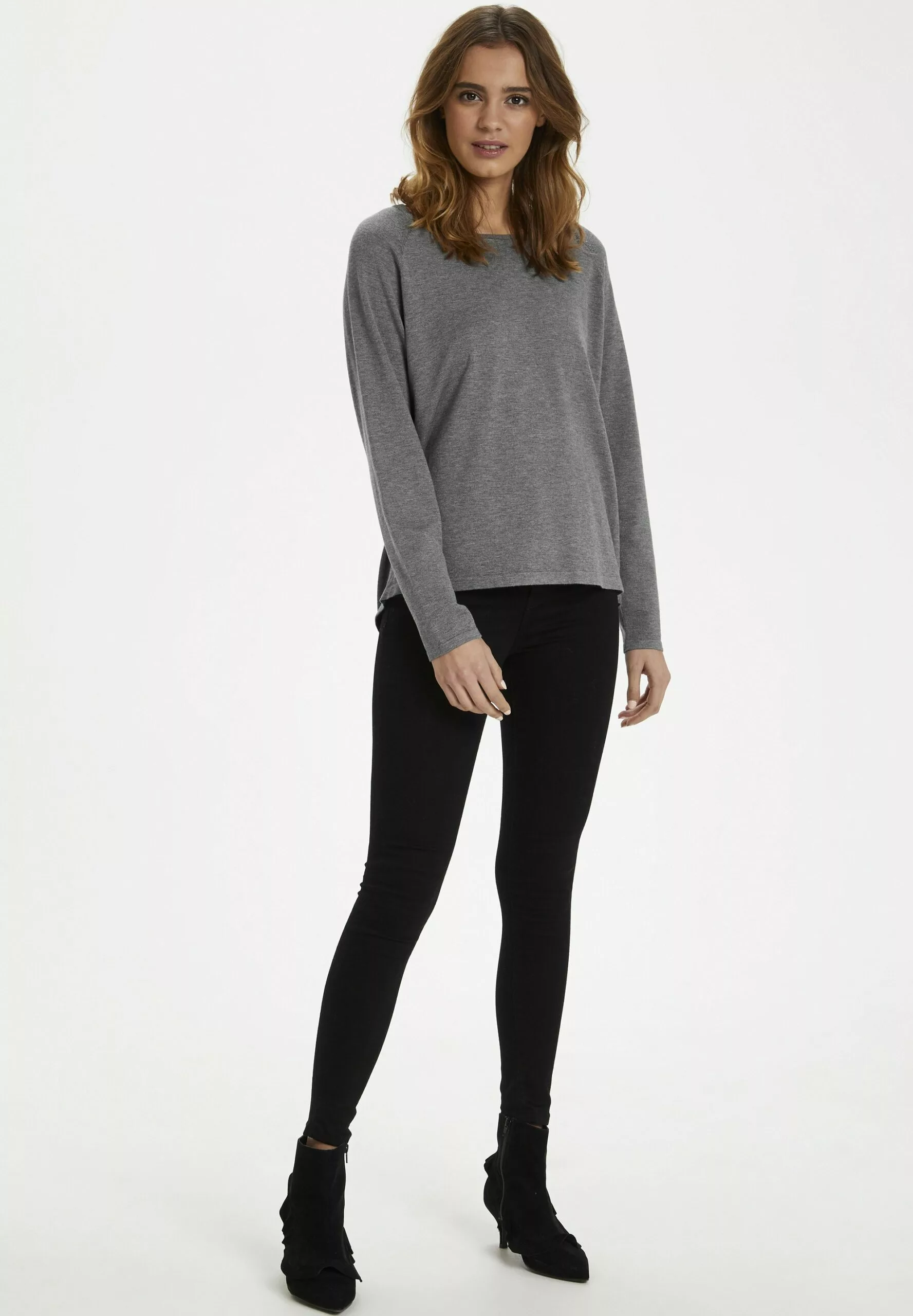 Culture Annemarie Solid- Trui - Mid Grey Melange - Afbeelding 2