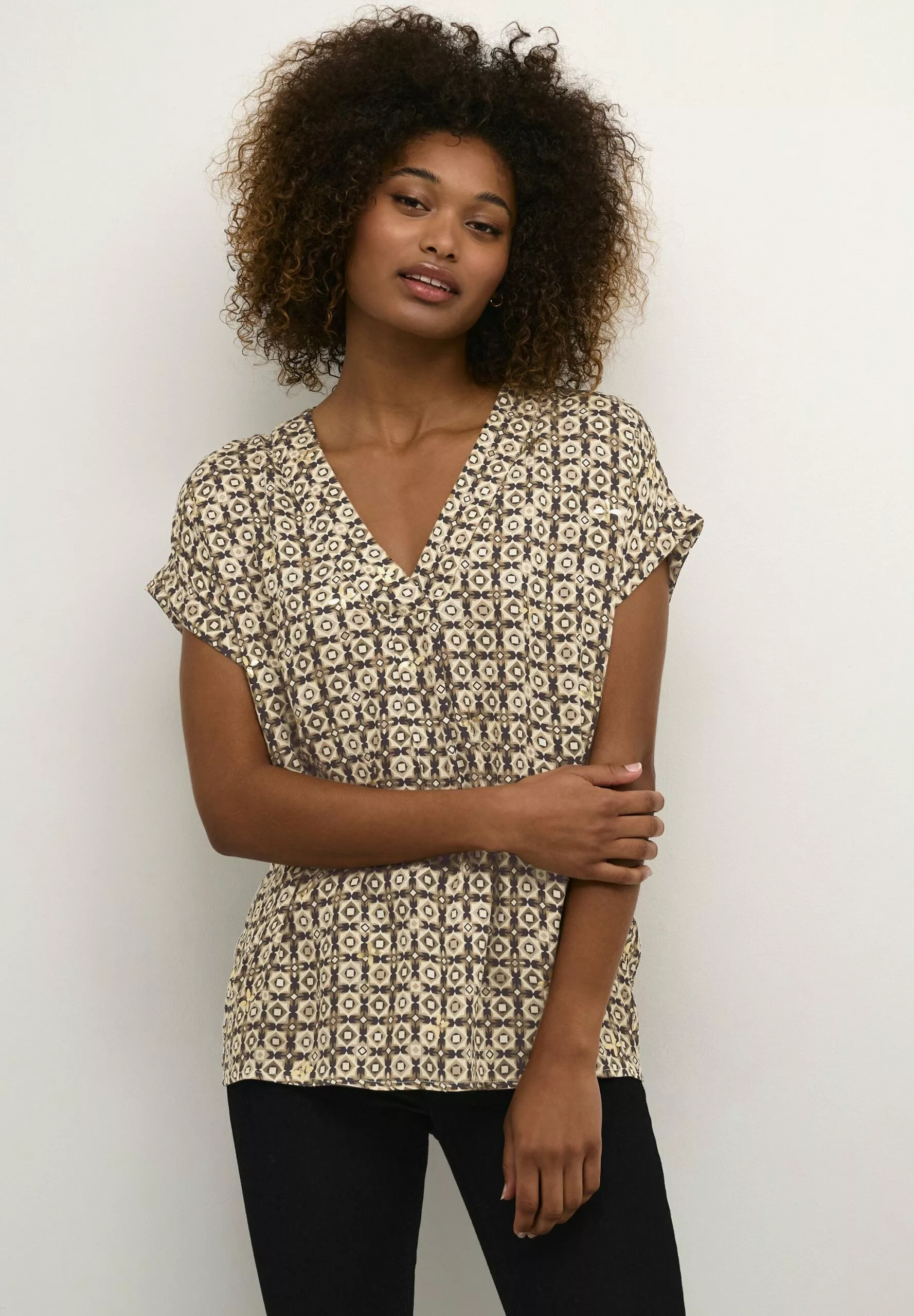 Culture Cutila Capsleeve - Blouse - Dune W Foil