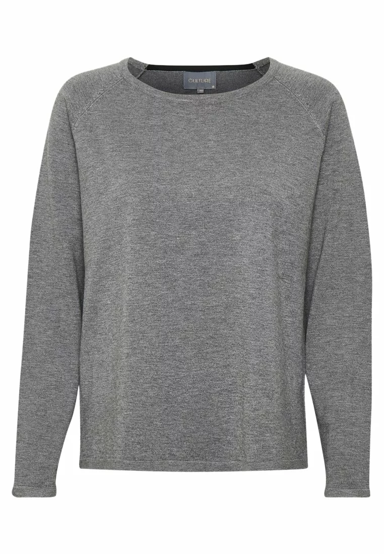 Culture Annemarie Solid- Trui - Mid Grey Melange - Afbeelding 5