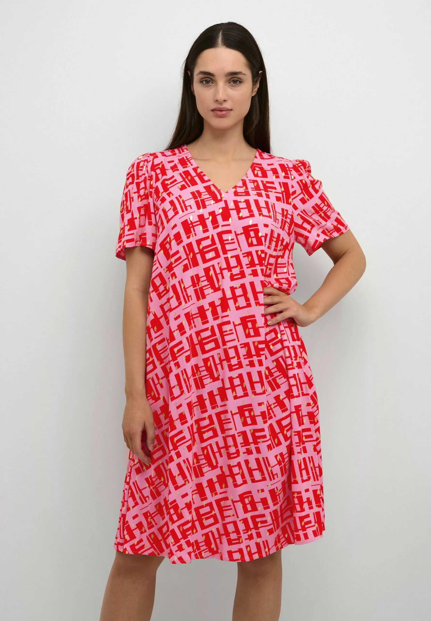 Culture Cuteresa- Jurk - Fuchsia Pink W Foil