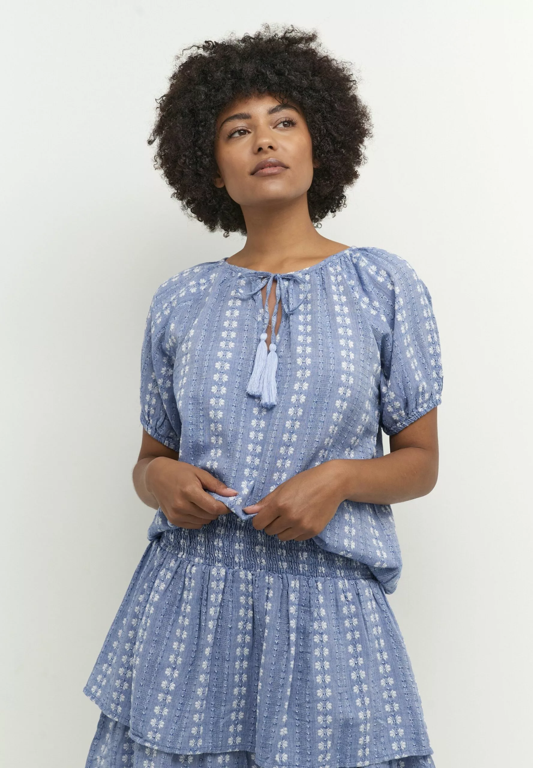 Culture Cuadriette Ss - Blouse - Ultramarine