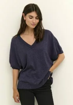 Culture Cuannemarie Ss V-Neck - T-Shirt Basic - Graystone Melange